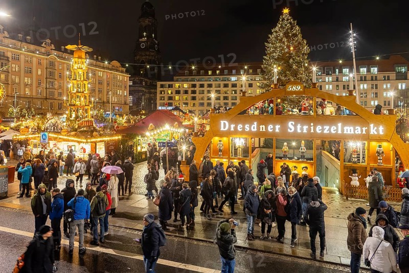 The Dresden Striezelmarkt is a Christmas market in Dresden. It has been held in Advent since 1434, usually on the Altmarkt square, and attracts an average of around two million visitors every year. It is the oldest certified Christmas market in Germany, Dresden, Saxony, Germany, Europe