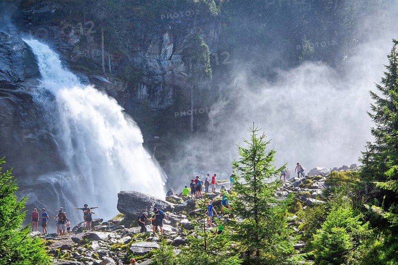 Krimml Waterfalls, the highest in Austria with a drop of 385 metres, Krimml, Krimml Achental, Hohe Tauern National Park, Pinzgau, Salzburg province, Austria, Europe