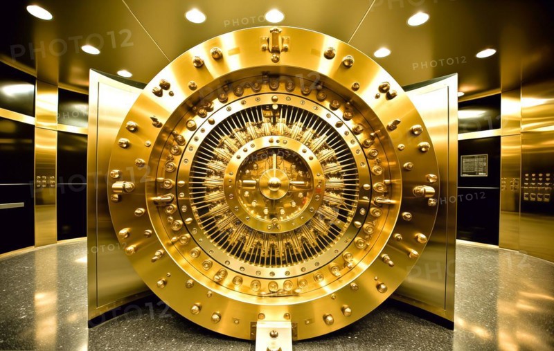 Impenetrable bank security vault for valuable luxury items and safe deposits at the bunker, AI generated