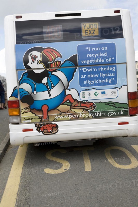 Bus running on recycled vegetable oil Pembrokeshire Wales, United Kingdom, Europe