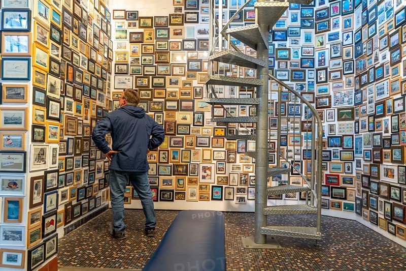 Museum of German Inland Navigation, in the former Ruhrort indoor swimming pool, in Duisburg, ship postcard museum, collection of over 6000 maritime postcards, North Rhine-Westphalia, Germany, Europe