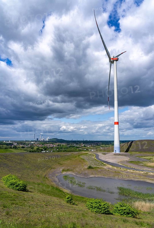 The Mottbruchhalde, wind turbine, hub height of 131 metres, type Enercon E-138, Gladbeck, North Rhine-Westphalia, Germany, Europe