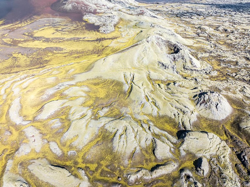 Moss-covered Laki crater or Lakagígar, series of craters, aerial view, interior highlands of Iceland, Suðurland, Iceland, Europe