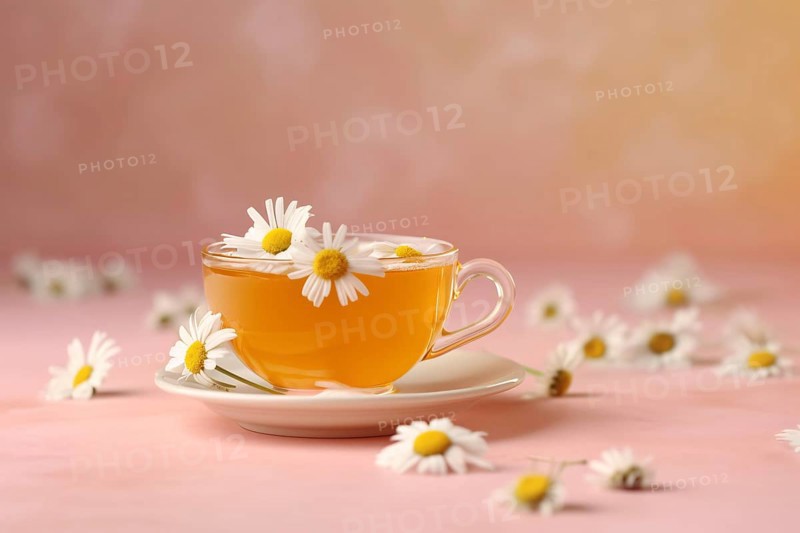 Cup of Chamomile tea with flowers. KI generiert, generiert AI generated
