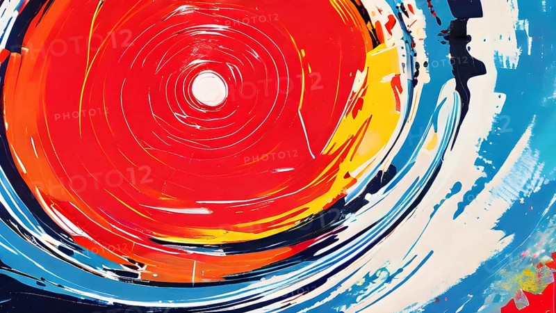 Pop art styled music album illustration featuring abstract crayon patterns and erratic lines in random shapes, AI generated