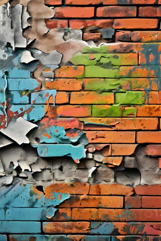 AI generated picture of an urban wall covered with graffiti
