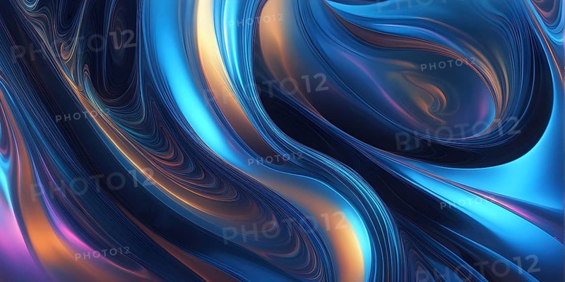 Abstract holographic background with swirling iridescent vibrant colors, AI generated
