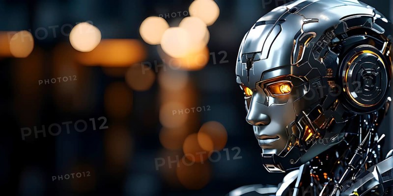 Advanced humanoid robot heads illustrating future robot concepts, AI generated