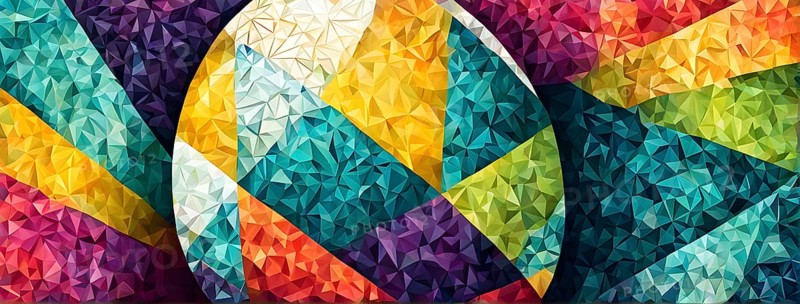 Abstract Easter egg design with geometric patterns, bold colors, and a mix of textures, creating a modern and dynamic look, AI generated
