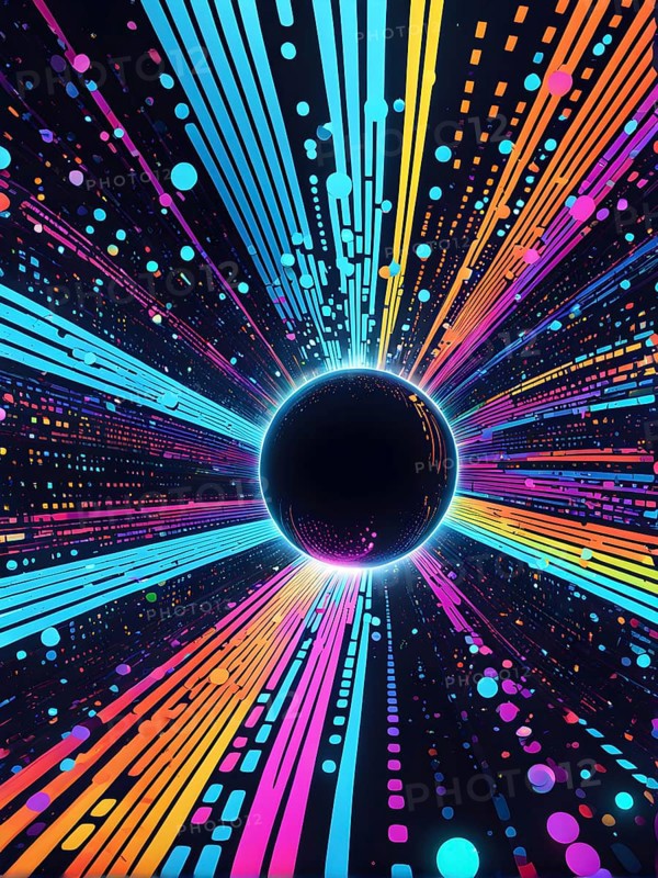 Abstract data stream flowing like liquid light, with sharp lines of code and binary numbers cascading in bright neon colors, AI generated