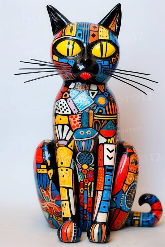 Imaginary cat in fantasy multicolored style, AI Generated
