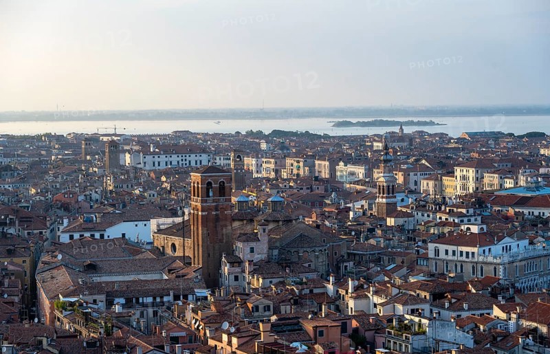 View over the rooftops of Venice, view from the Campanile di San Marco bell tower, city view of Venice, Veneto, Italy, Europe