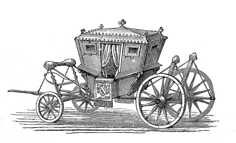 Carriage, Carriage of King Louis XV, France, Illustration from 1880, Historical, digital reproduction of an original from the 19th century, Europe