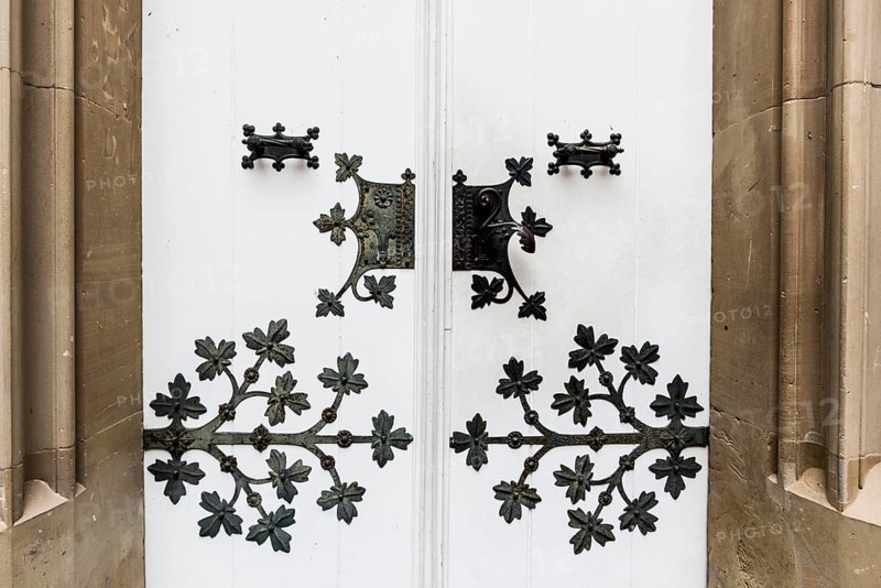 Door, Schloss Moyland, moated castle, Museum of Modern Art, Bedburg-Hau, Lower Rhine, North Rhine-Westphalia, Germany, Europe