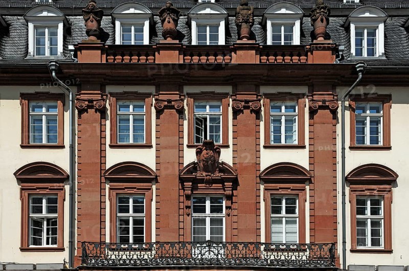 Neo-Baroque south façade of the town hall, second half of the 19th century, Kornmarkt 191-201, Heidelberg, Baden-Württemberg, Germany, Europe