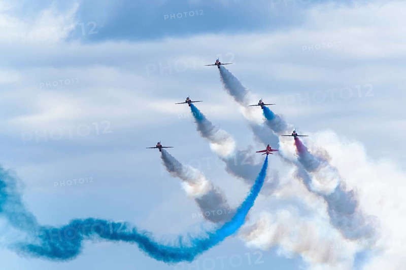 Red Arrows, Royal Air Force Aerobatic Team, Airshow 2024, Teignmouth, Devon, England, United Kingdom, Europe