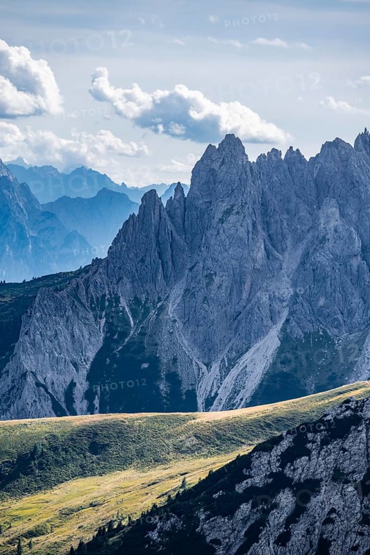 View from the Carnic main ridge to the Sesto Dolomites, Carnic Alps, Carinthia, Austria, Europe