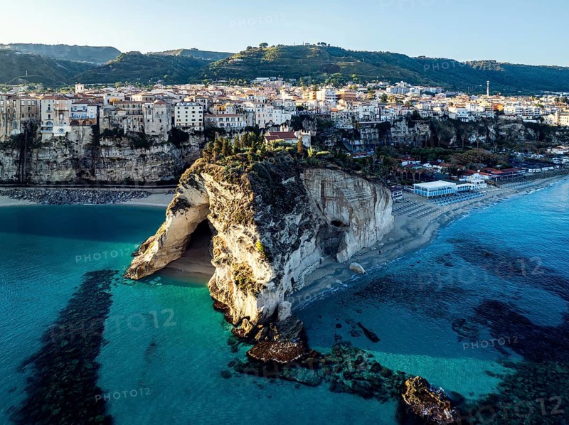 Tropea from a drone, Tyrrhenian Sea, Calabria, Italy, Europe
