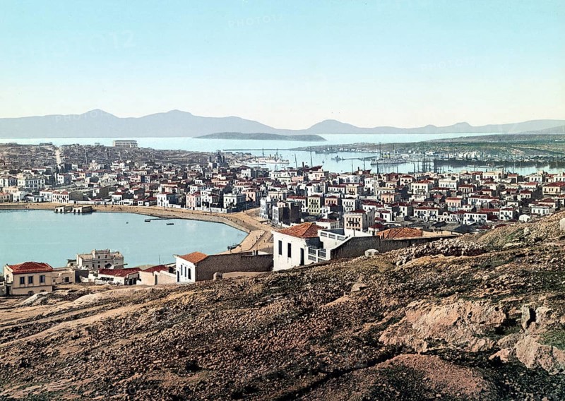 The harbour of Piraeus, Passa Limani, Greece, 1890, Historic, digitally restored reproduction from a 19th century original Port du Piraeus, Greece, Historic, digitally restored reproduction from a 19th century original, Europe