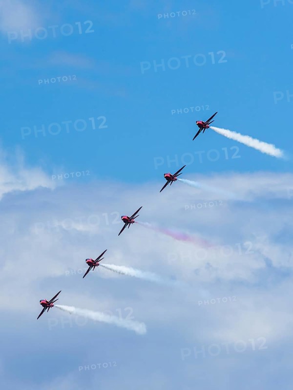Red Arrows, Royal Air Force Aerobatic Team, Airshow 2024, Teignmouth, Devon, England, United Kingdom, Europe