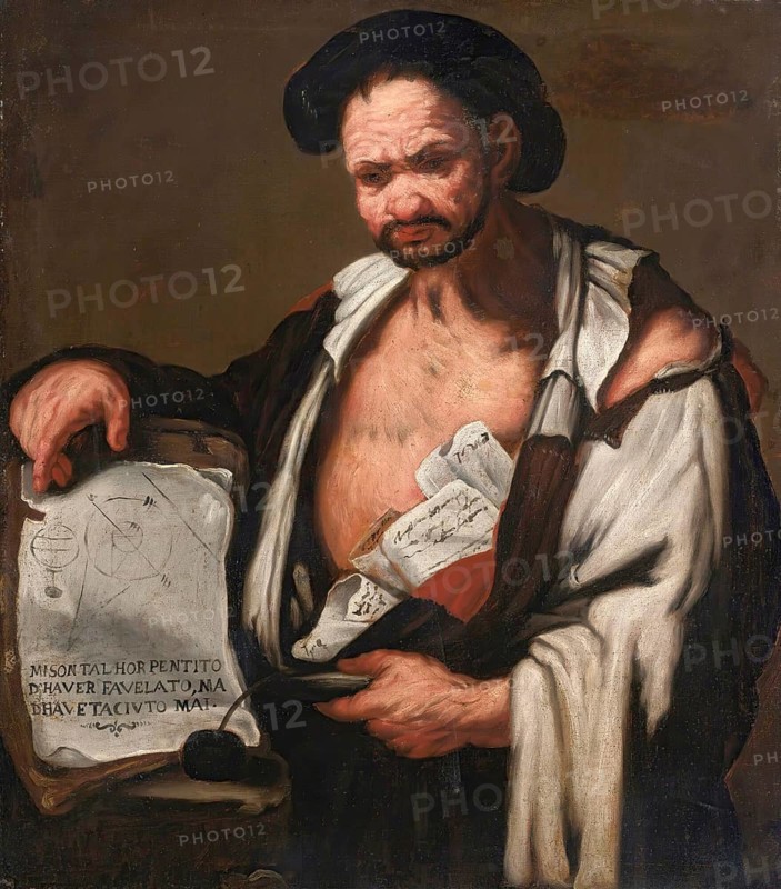 Democratus, painting by Luca Giordano (Italian, 1634-1705), historically, digitally restored reproduction of a 17th-century original, exact date unknown, painting made by Luca Giordano (Italian, Historically, digitally restored reproduction of a 17th-century original, exact date unknown