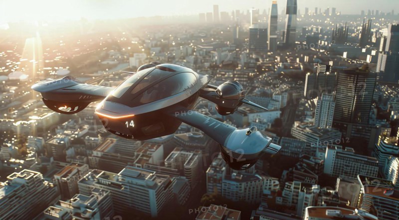 Flying transport of the future, AI generated