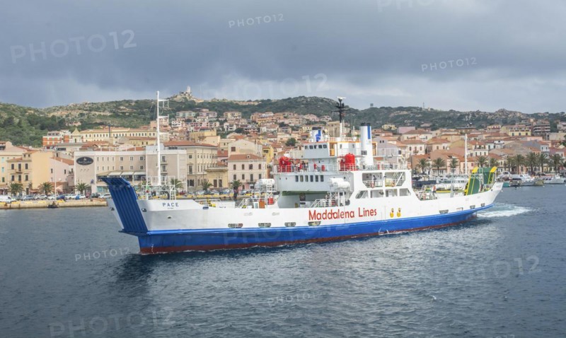 Car ferry at the island of La Maddalena, Maddalena town, La Maddalena Archipelago, Sardinia, Italy, Europe