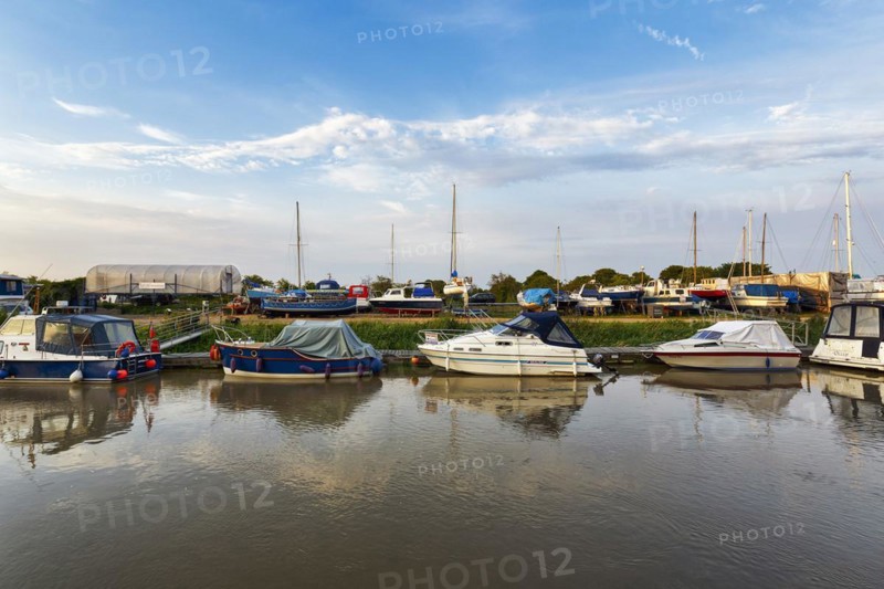 Boats in the harbour, River Stour, small town Sandwich, Kent, Dover, England, Great Britain