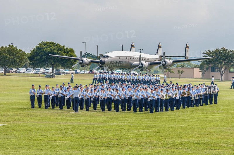 USAF band playing during United States Air Force basic training graduation In San Antonio, Texas, USA, North America