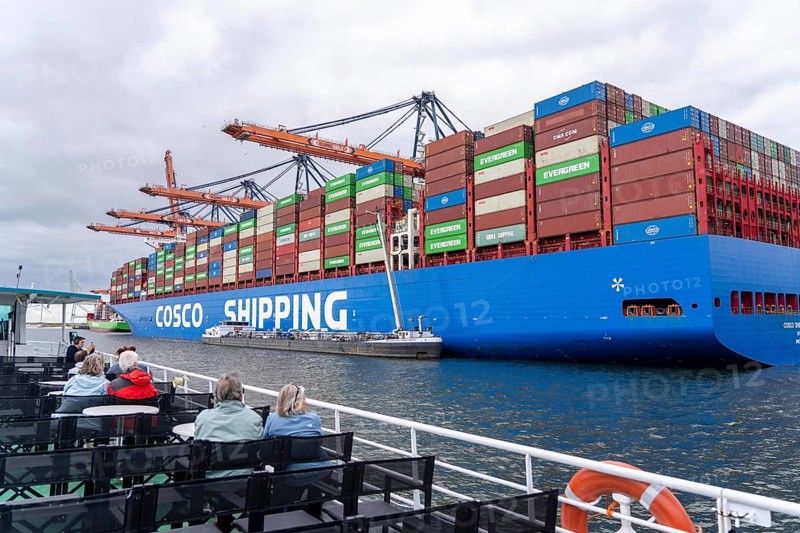 Harbour tour in the seaport of Rotterdam, Maasvlakte 2, container terminals, container ships, Netherlands