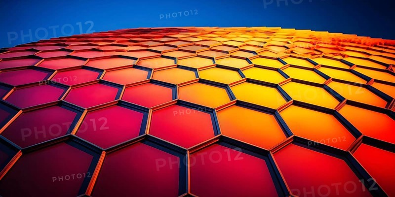 Abstract artwork based on the hexagonal patterns of a honeycomb highlighting efficient structural designs, AI generated