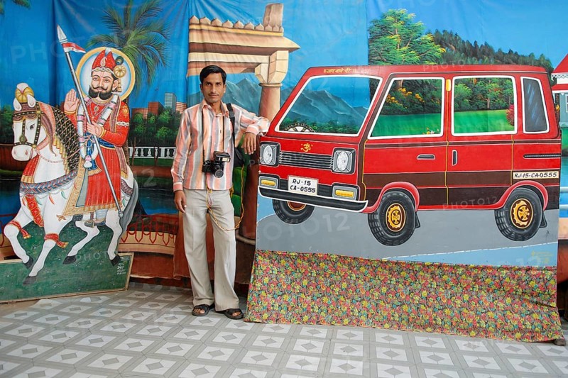 Photographer, photo studio, Ram Devra pilgrimage festival, Ramdevra, Pokaran, Rajasthan, North India, India, Asia
