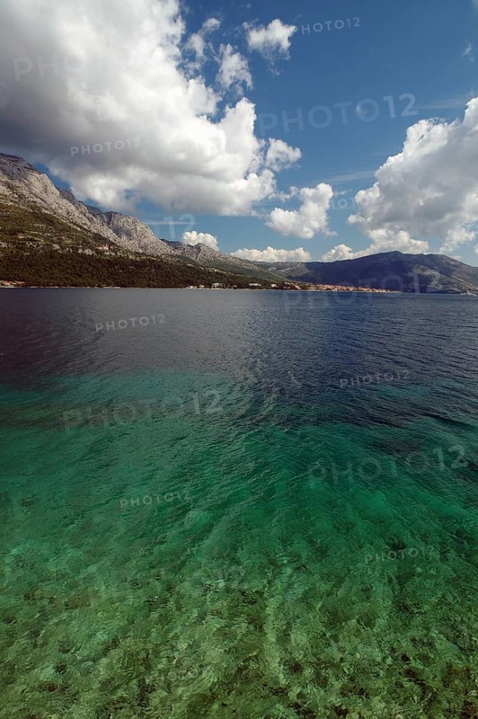 Crystal clear bay, rugged mountains, Korcula Island, Adriatic Sea, Mediterranean Sea, Croatia, Europe