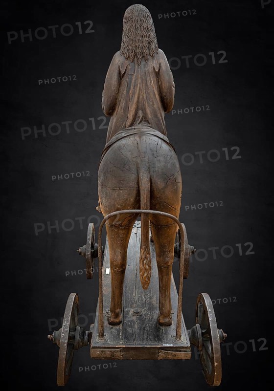 Christ on the Palm Donkey, c. 1500, on a dark background, Zeppelin Museum, Friedrichshafen, Baden-Württemberg, Germany, Europe
