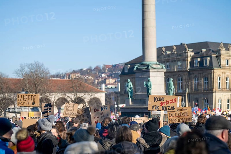 Recordings as part of the demonstration Haltung zeigen! against the AfD's Nazi deportation plans on Schlossplatz in Stuttgart, 20 January 2024