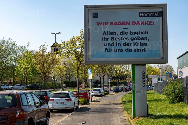 Advertising during the corona pandemic, City of Essen thanks the heroes of everyday life, Effects of the corona crisis in Essen, Germany, Europe
