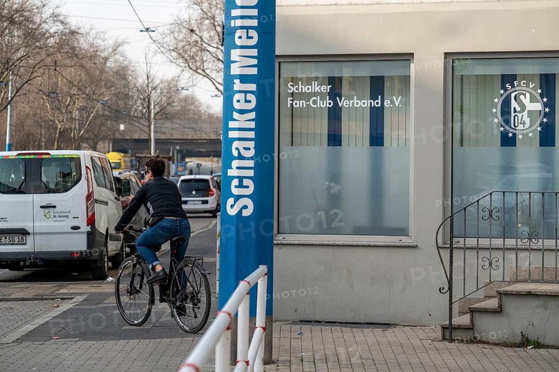 The Schalker Mile, Mile of Tradition, Kurt-Schumacher-Straße in Gelsenkirchen-Schalke, Office of the Schalker Fan-Club Association e.V., Gelsenkirchen, North Rhine-Westphalia, Germany, Europe