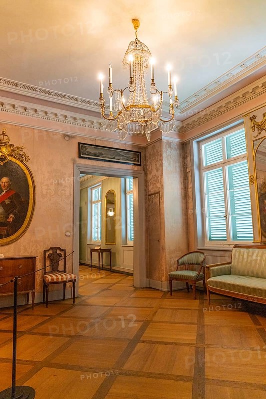 Antique parlour with chandelier, elegant furniture and historical details, Kirchheim Teck, Germany, Europe