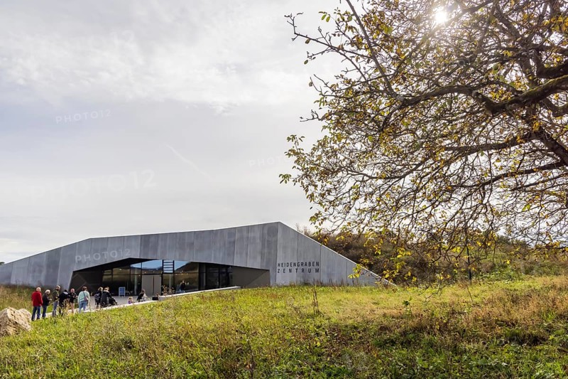 Heidengraben centre with museum. The oppidium on the Swabian Alb was once the largest Celtic settlement in Central Europe. Erkenbrechtsweiler, Baden-Württemberg, Germany, Europe