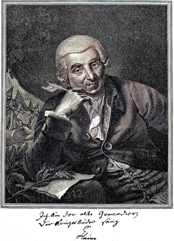 Johann Wilhelm Ludwig Gleim, 2 April 1719, 18 February 1803, was a poet, patron of literature and collector of the German Enlightenment and exponent of the Enlightenment's culture of friendship, digital reproduction of an original from the 19th century