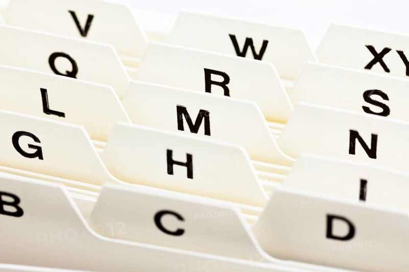 An alphabetical index for index cards, Studio