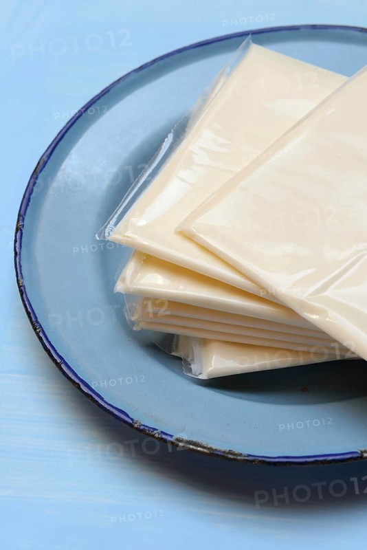Processed cheese, processed cheese slices packed in plastic