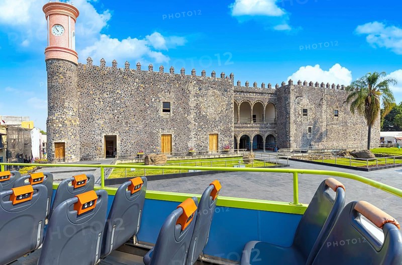 Central plaza in historic centre and colorful colonial architecture of Cuernavaca in Mexico Morelos