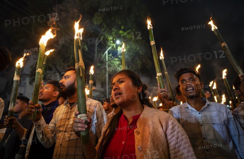 Members of the All Assam Students' Union (AASU) take part in a flaming torch rally and shout slogans to protest against the implementation of the Citizenship Amendment Act (CAA), on March 12, 2024 in Guwahati, Assam, India. The Citizenship Amendment Act (CAA), passed by the Indian Parliament in 2019, indeed grants expedited citizenship to specific religious minorities from Afghanistan, Bangladesh, and Pakistan who arrived in India on or before December 31, 2014. These religious minorities include Hindus, Sikhs, Buddhists, Jains, Parsis, and Christians, Asia