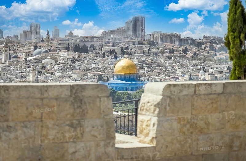 Jerusalem, Islamic shrine Dome of the Rock located in the Old City on Temple Mount