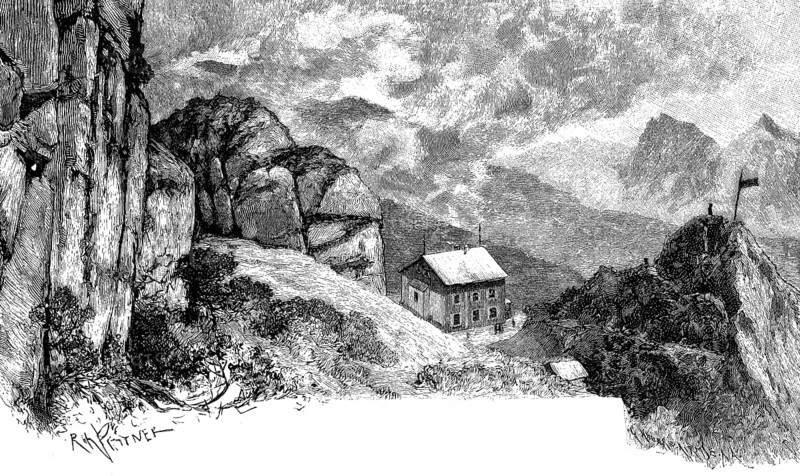 View of the Wendelsteinhaus, on the Wendelstein, Alps, Bavaria, Germany, in 1884, Historical, digital reproduction of an original from the 19th century, Europe