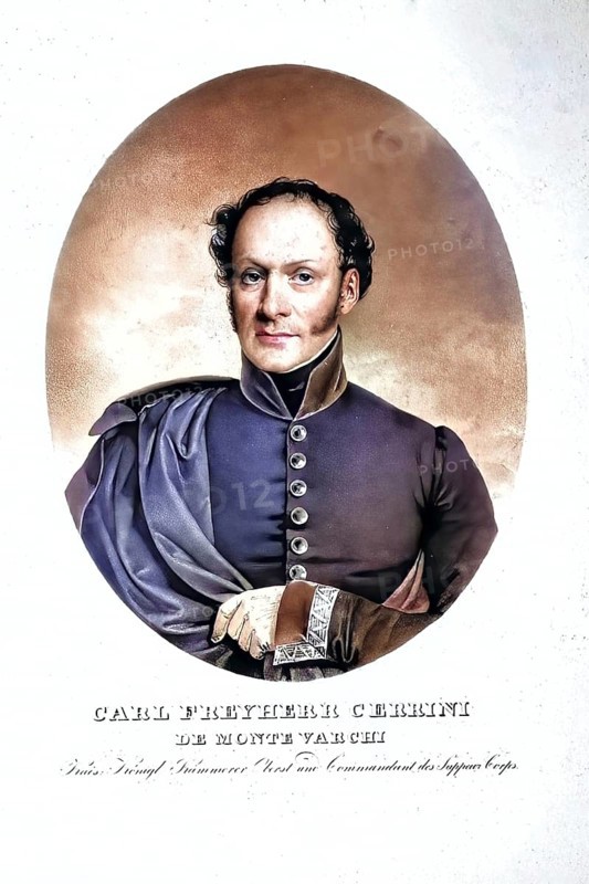 Karl Freiherr Cerrini de Monte Varchi, since 1838 Count Cerrini de Monte Varchi (born 9 October 1777 in Raab Hungary, died 6 January 1840) was an Austro-Hungarian Major General, Historical, digitally restored reproduction from a 19th century original, Record date not stated