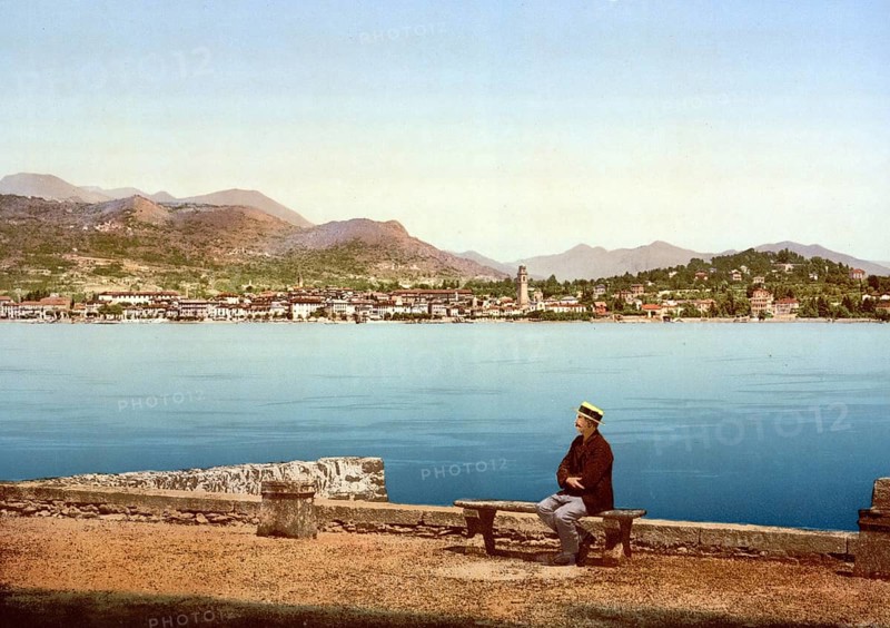 Isola Pallanza, Lago Maggiore, Italy, Lake Maggiore, Italy, Historical, digitally restored reproduction from a 19th century original, 1880, Record date not stated, Europe