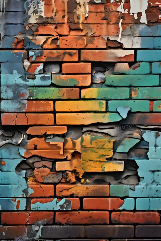 AI generated picture of an urban wall covered with graffiti
