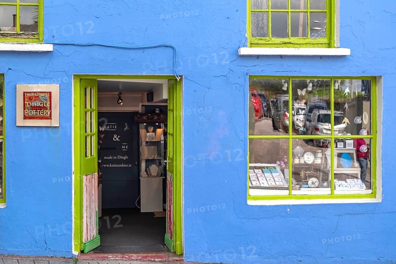 House facade in blue, Dingle, Dingle Peninsula, County Kerry, Republic of Ireland